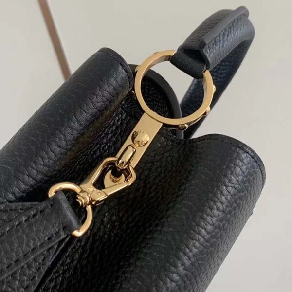 Louis Vuitton LV Women Capucines BB Handbag Black Taurillon Leather Snap Hook (5)