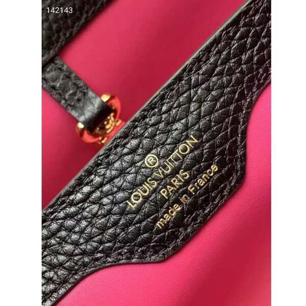 Louis Vuitton LV Women Capucines BB Handbag Black Taurillon Leather Snap Hook (6)