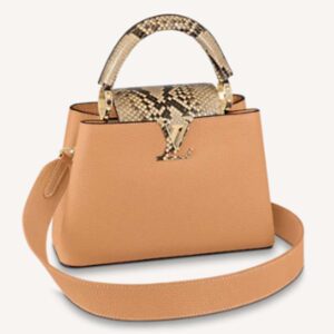 Louis Vuitton LV Women Capucines BB Handbag Brown Python Taurillon Leather