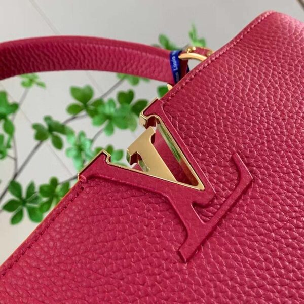 Louis Vuitton LV Women Capucines BB Handbag Scarlet Red Taurillon Leather (11)