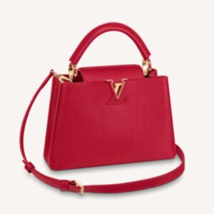 Louis Vuitton LV Women Capucines BB Handbag Scarlet Red Taurillon Leather