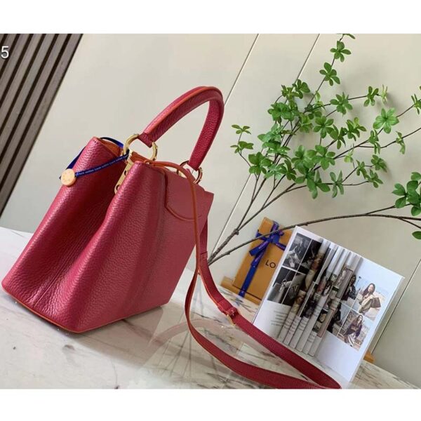 Louis Vuitton LV Women Capucines BB Handbag Scarlet Red Taurillon Leather (3)
