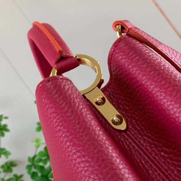 Louis Vuitton LV Women Capucines BB Handbag Scarlet Red Taurillon Leather (5)