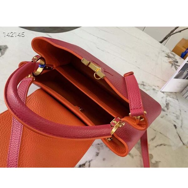 Louis Vuitton LV Women Capucines BB Handbag Scarlet Red Taurillon Leather (7)