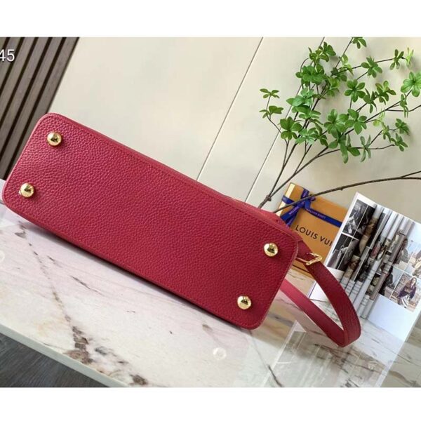 Louis Vuitton LV Women Capucines BB Handbag Scarlet Red Taurillon Leather (9)