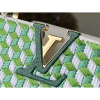 Louis Vuitton LV Women Capucines Mini White Green Taurillon Leather Textile Embroidery (11)