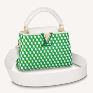 Louis Vuitton LV Women Capucines Mini White Green Taurillon Leather Textile Embroidery