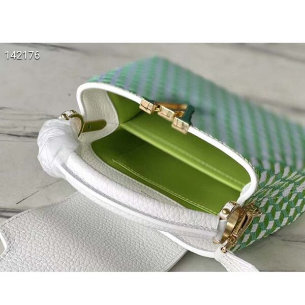 Louis Vuitton LV Women Capucines Mini White Green Taurillon Leather Textile Embroidery (2)