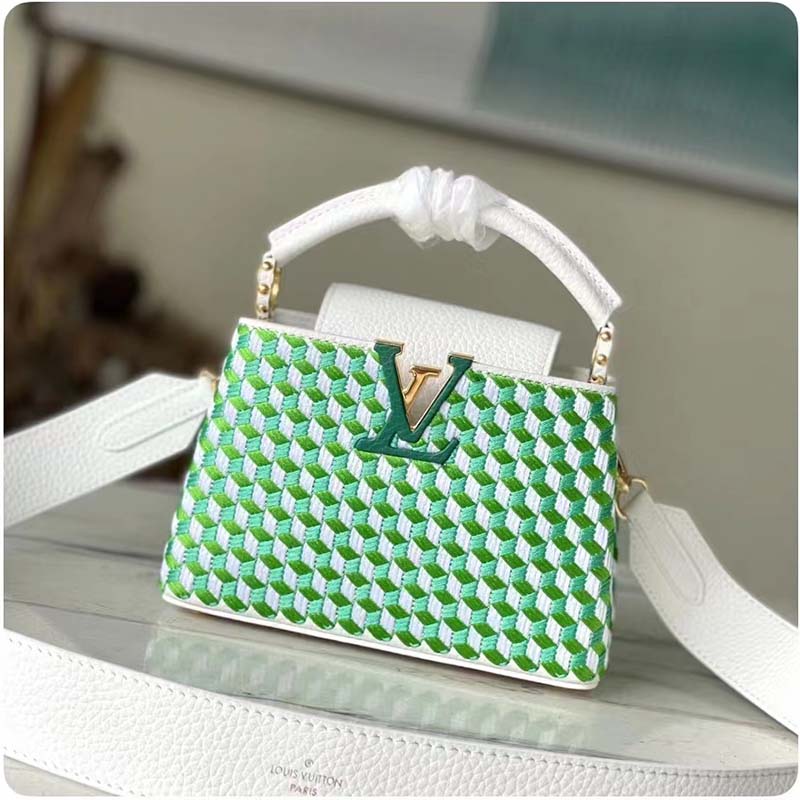 Louis Vuitton Green, Pattern Print Taurillon Mini Capucines