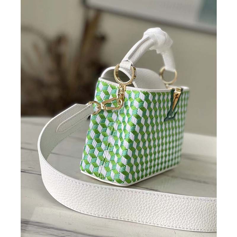 Louis Vuitton Green, Pattern Print Taurillon Mini Capucines