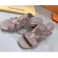 Louis Vuitton LV Women Croisiere Flat Mule Beige Monogram Embossed Grained Calf Leather (5)
