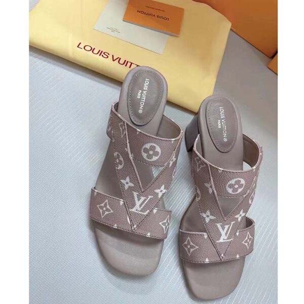Louis Vuitton LV Women Croisiere Flat Mule Beige Monogram Embossed Grained Calf Leather (3)