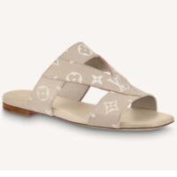 Louis Vuitton LV Women Croisiere Flat Mule Beige Monogram Embossed Grained Calf Leather (5)