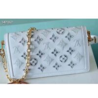 Louis Vuitton LV Women Dauphine East West Handbag White Calfskin Leather (2)