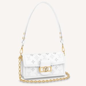 Louis Vuitton LV Women Dauphine East West Handbag White Calfskin Leather