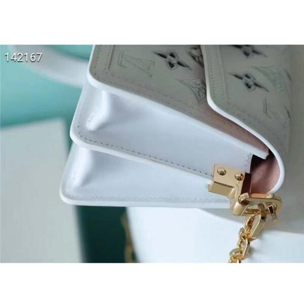 Louis Vuitton LV Women Dauphine East West Handbag White Calfskin Leather (6)