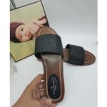 Louis Vuitton LV Women Lock It Flat Mule Black Grained Calf Leather - Image 6