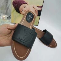 Louis Vuitton LV Women Lock It Flat Mule Black Grained Calf Leather (7)
