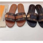 Louis Vuitton LV Women Lock It Flat Mule Black Patent Monogram Canvas - Imagen 7