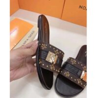 Louis Vuitton LV Women Lock It Flat Mule Black Patent Monogram Canvas (7)