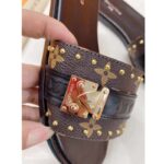 Louis Vuitton LV Women Lock It Flat Mule Black Patent Monogram Canvas - Imagen 9