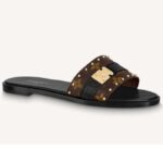Louis Vuitton LV - Mule plano Lock It para mujer, lona negra con monograma de charol