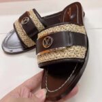 Louis Vuitton LV Women Lock It Flat Mule Black Raffia Calf Leather - Image 5