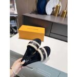 Louis Vuitton LV Women Lock It Flat Mule Black Raffia Calf Leather – Image 6