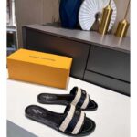 Louis Vuitton LV Women Lock It Flat Mule Black Raffia Calf Leather – Image 2