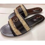 Louis Vuitton LV Women Lock It Flat Mule Black Raffia Calf Leather - Image 2