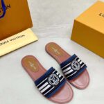 Louis Vuitton LV Women Lock It Flat Mule Blue Denim Leather LV Circle - immagine 2