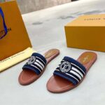 Louis Vuitton LV Women Lock It Flat Mule Blue Denim Leather LV Circle - immagine 5