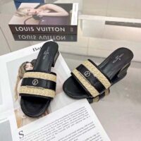 Louis Vuitton LV Women Lock It Mule Black Raffia Calf Leather Circle 3.5 cm Heel (7)