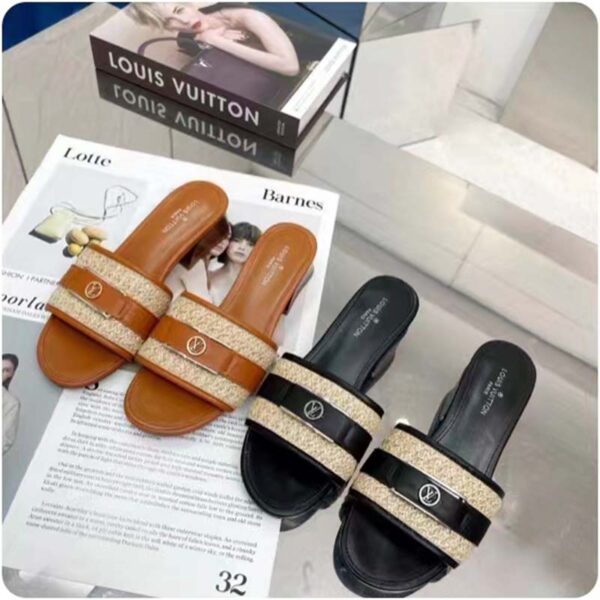 Louis Vuitton LV Women Lock It Mule Black Raffia Calf Leather Circle 3.5 cm Heel (9)
