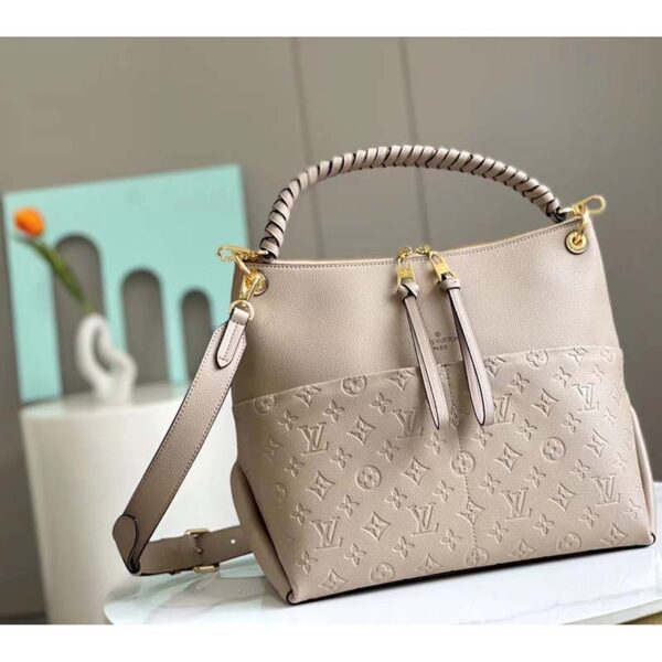 Louis Vuitton LV Women Maida Hobo Handbag Tourterelle Gray Embossed Grained Cowhide (11)