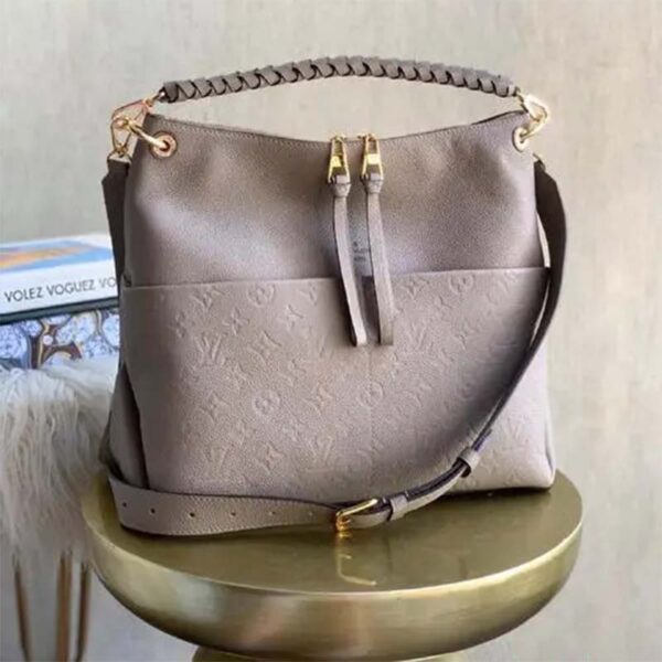 Louis Vuitton LV Women Maida Hobo Handbag Tourterelle Gray Embossed Grained Cowhide (8)
