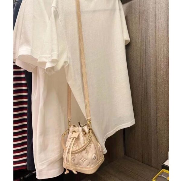 Louis Vuitton LV Women Nano Noé Bucket Bag Beige Monogram Embossed Supple Grained Cowhide (3)