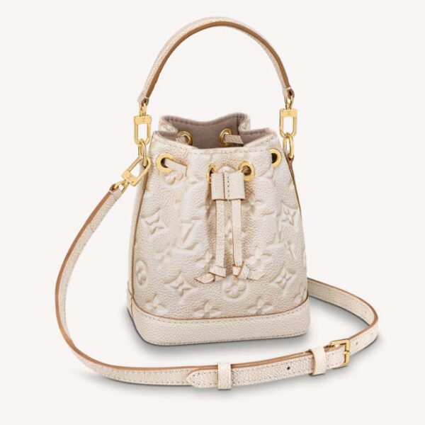 Louis Vuitton LV Women Nano Noé Bucket Bag Beige Monogram Embossed Supple Grained Cowhide (5)