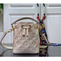 Louis Vuitton LV Women Nano Noé Bucket Bag Beige Monogram Embossed Supple Grained Cowhide (5)