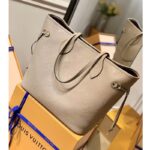 Louis Vuitton LV Women Neverfull MM Tote Tourterelle Gray Embossed Cowhide Leather - Image 3