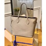 Louis Vuitton LV Women Neverfull MM Tote Tourterelle Gray Embossed Cowhide Leather - Image 2