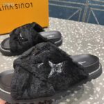 Louis Vuitton LV Women Paseo Flat Comfort Mule Black Shearling Anatomic Insole - Image 6
