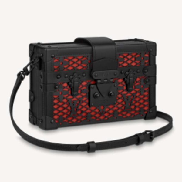 Louis Vuitton LV Women Petite Malle Handbag Black Patent Calfskin Cowhide Leather (12)