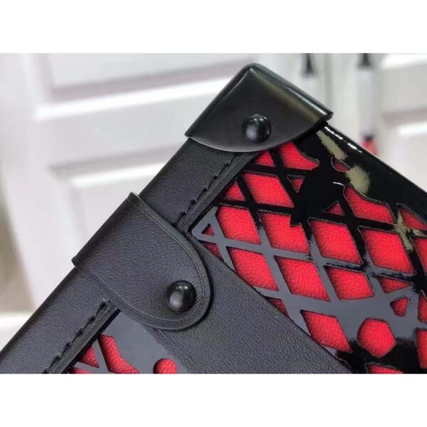Louis Vuitton LV Women Petite Malle Handbag Black Patent Calfskin Cowhide Leather (3)