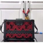 Louis Vuitton LV Women Petite Malle Handbag Black Patent Calfskin Cowhide Leather – Image 3