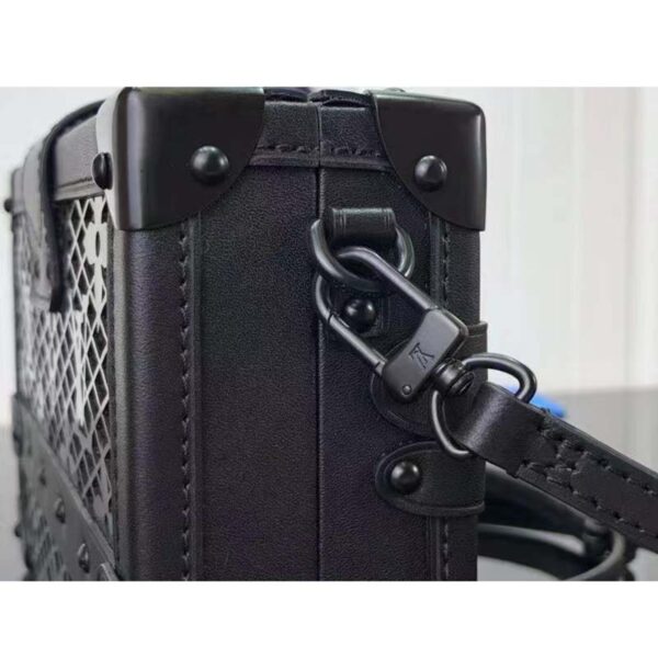 Louis Vuitton LV Women Petite Malle Handbag Black Patent Calfskin Cowhide Leather (8)
