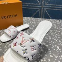 Louis Vuitton LV Women Revival Flat Mule White Monogram-Embossed Lambskin (6)