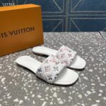 Louis Vuitton LV Women Revival Flat Mule White Monogram-Embossed Lambskin - Imagen 2