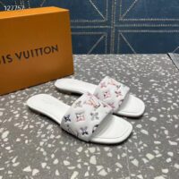 Louis Vuitton LV Women Revival Flat Mule White Monogram-Embossed Lambskin (6)