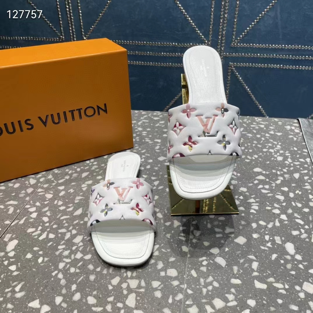 Louis Vuitton LV Women Revival Flat Mule White Monogram-Embossed